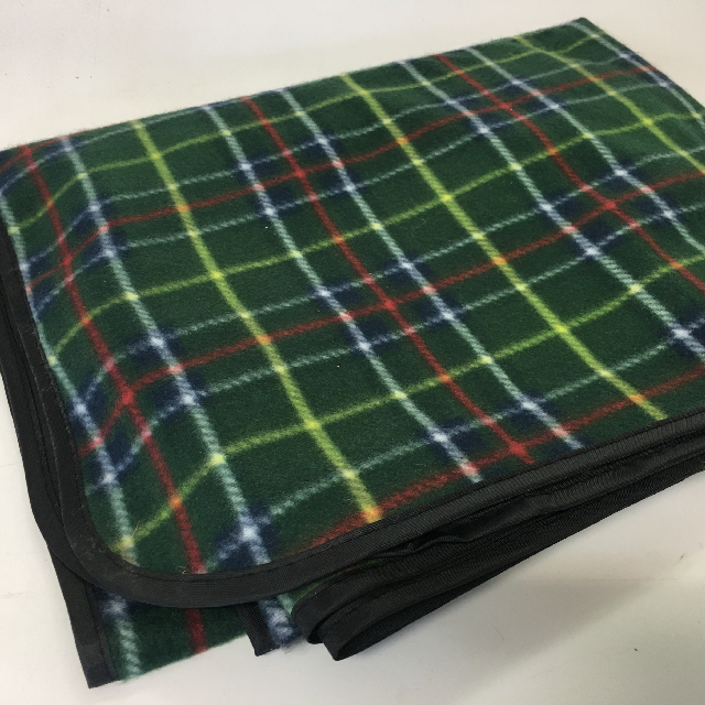 BLANKET, Picnic Blanket - Green Tartan w Waterproof Backing